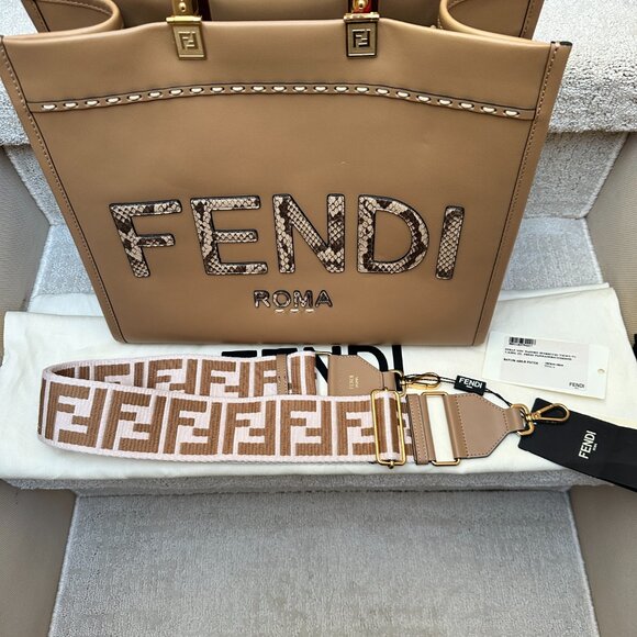 NEW WITH TAGS Fendi Timeless Strap Hazelnut fabric shoulder strap - Picture 2 of 4